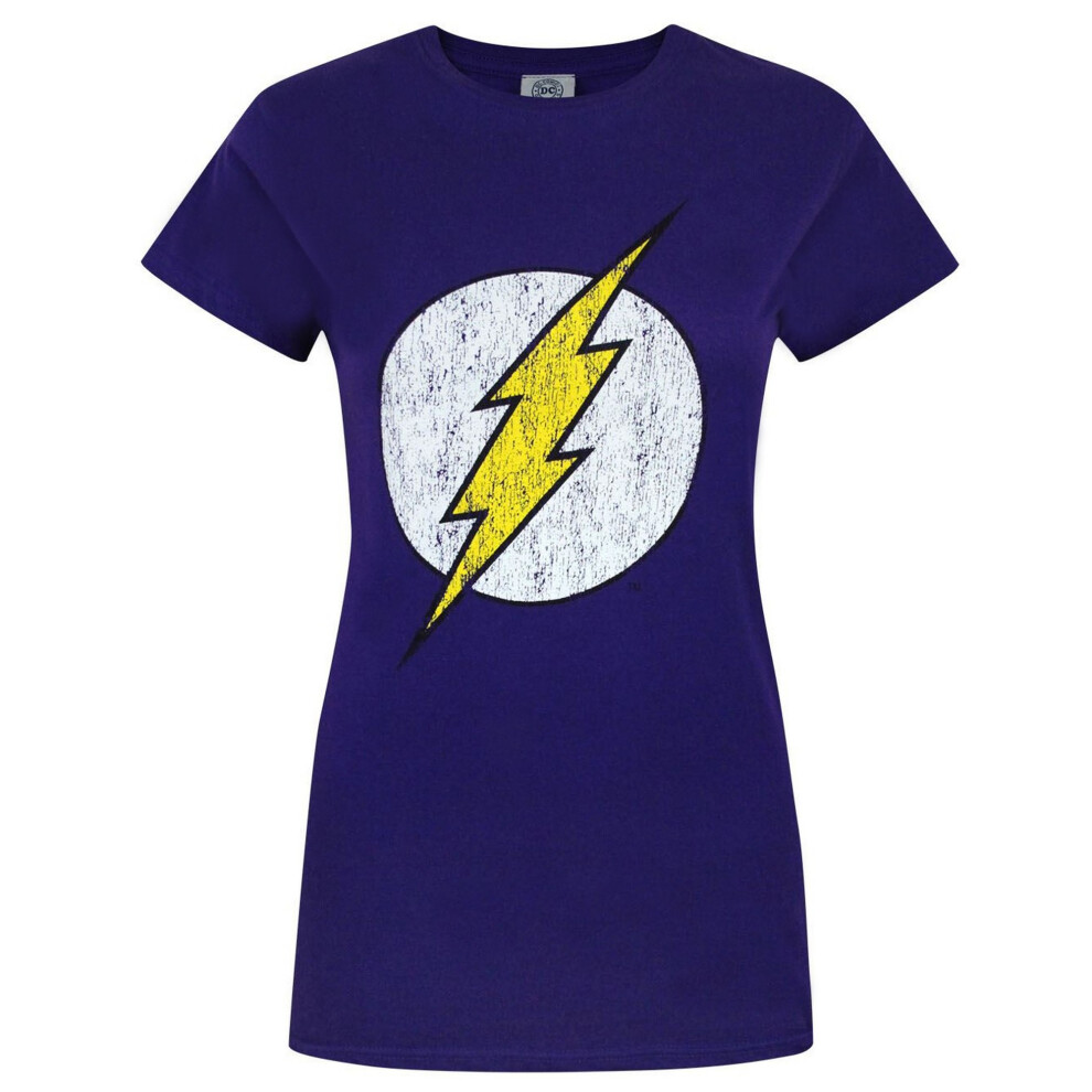 (2XL, Purple) Flash Womens/Ladies Distressed Logo T-Shirt