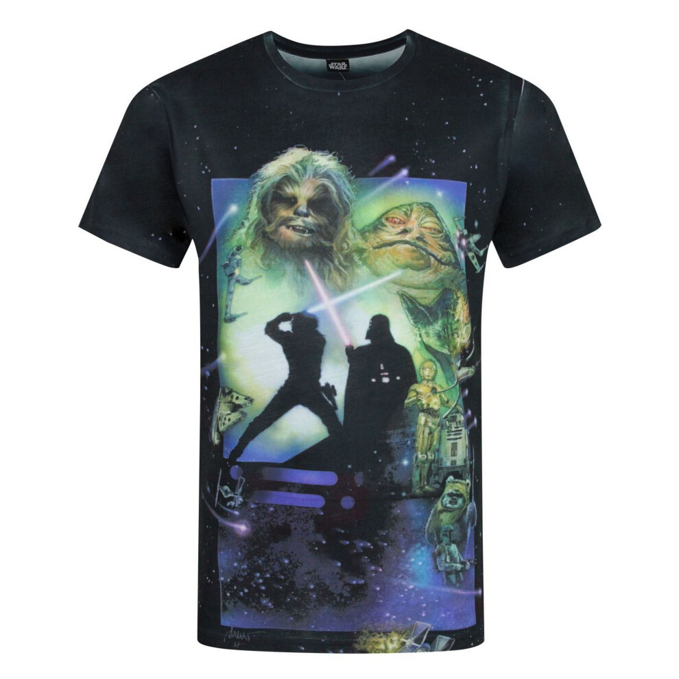 (L, Black) Star Wars Mens Return Of The Jedi Sublimation T-Shirt