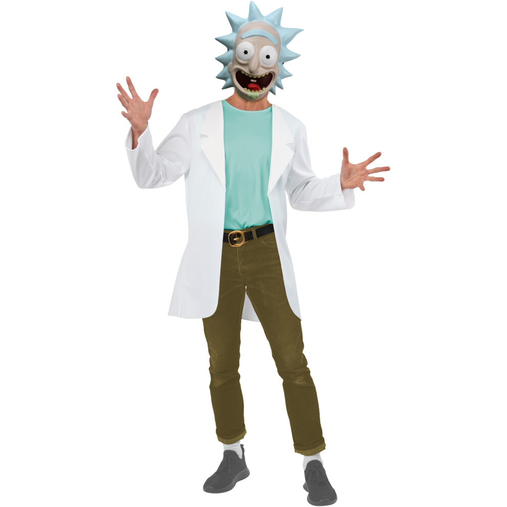 (M, Blue/White) Rick And Morty Unisex Adult Rick Costume Set