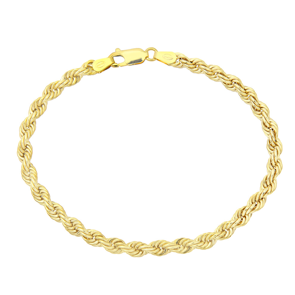 Jewelco London 9ct Yellow Gold Rope Chain Bracelet 4.5mm 7.5 inch 19cm - 080AXLHVC7.5
