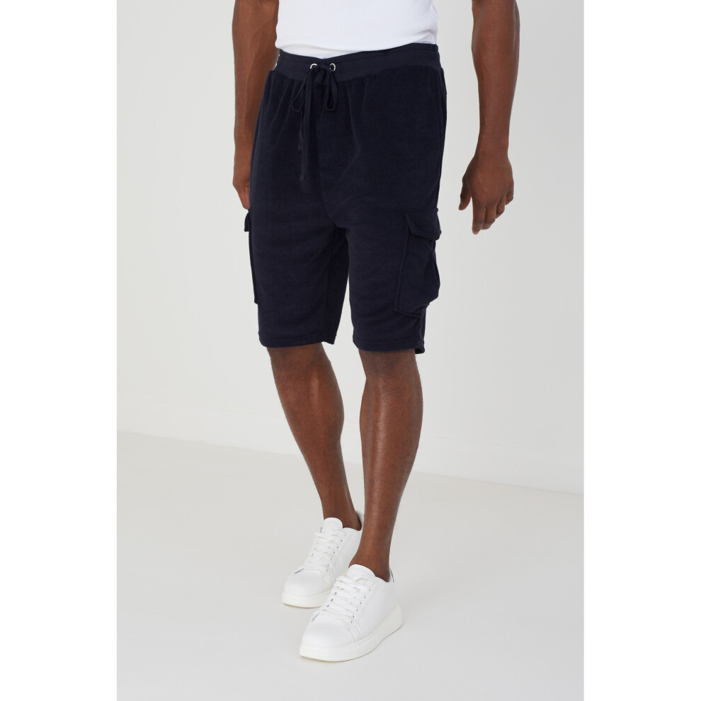 (M, Navy) Brave Soul Mens Erikson Cargo Shorts