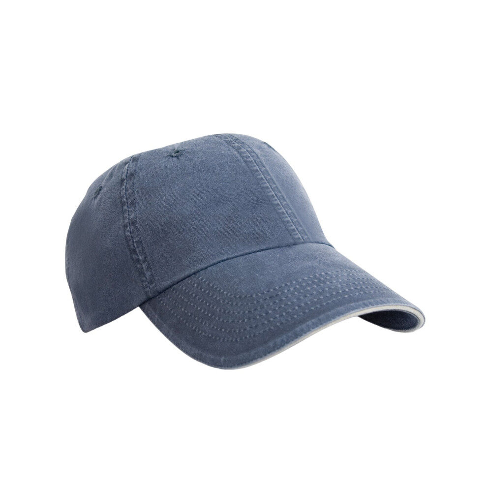 (One Size, Navy/Putty) Result Headwear Washed Cotton Sandwich Peak Baseball Cap