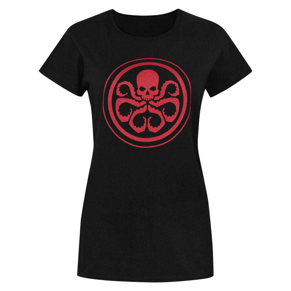 (L, Black) Marvel Womens/Ladies Hydra Logo T-Shirt