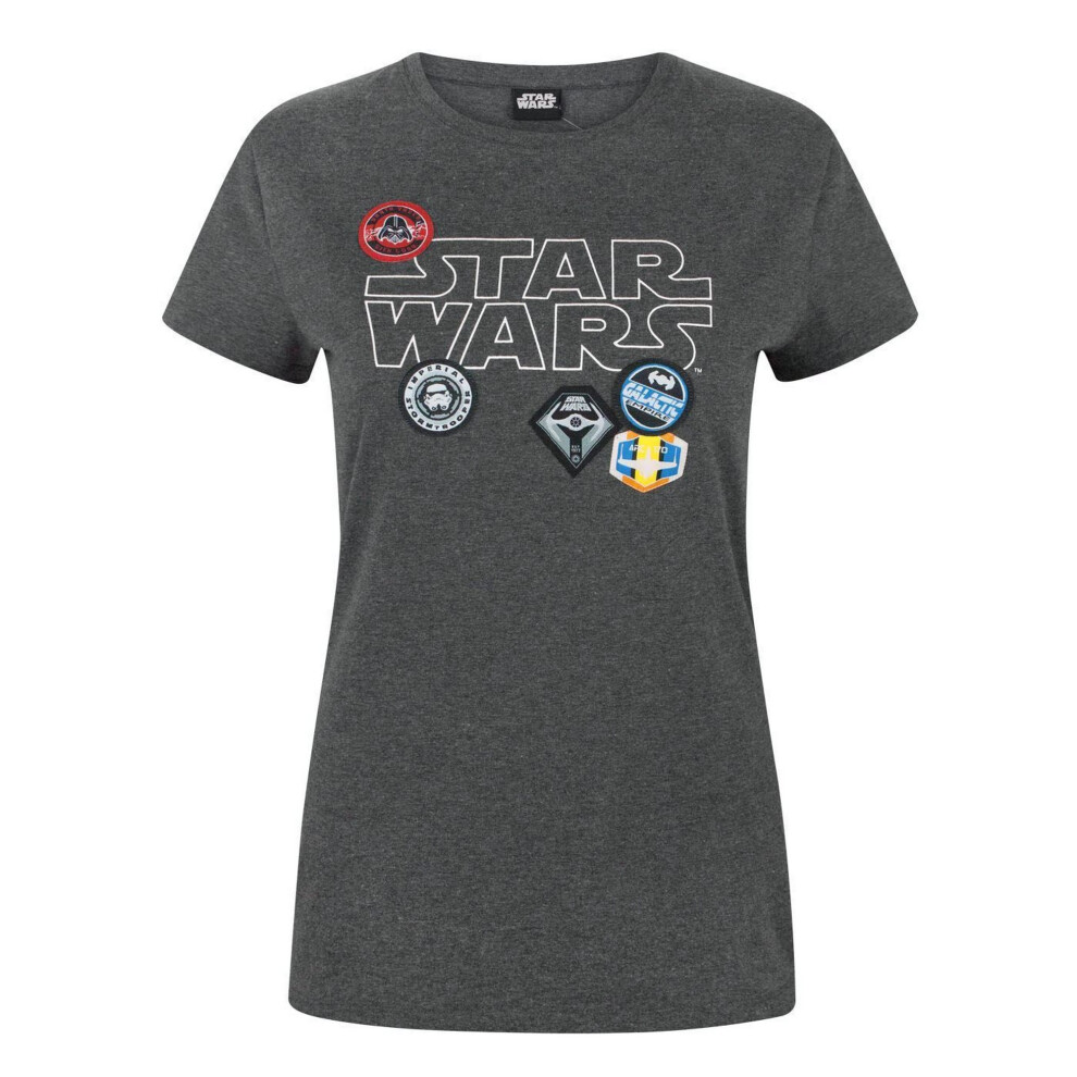 (L, Black) Star Wars Womens/Ladies Badges T-Shirt