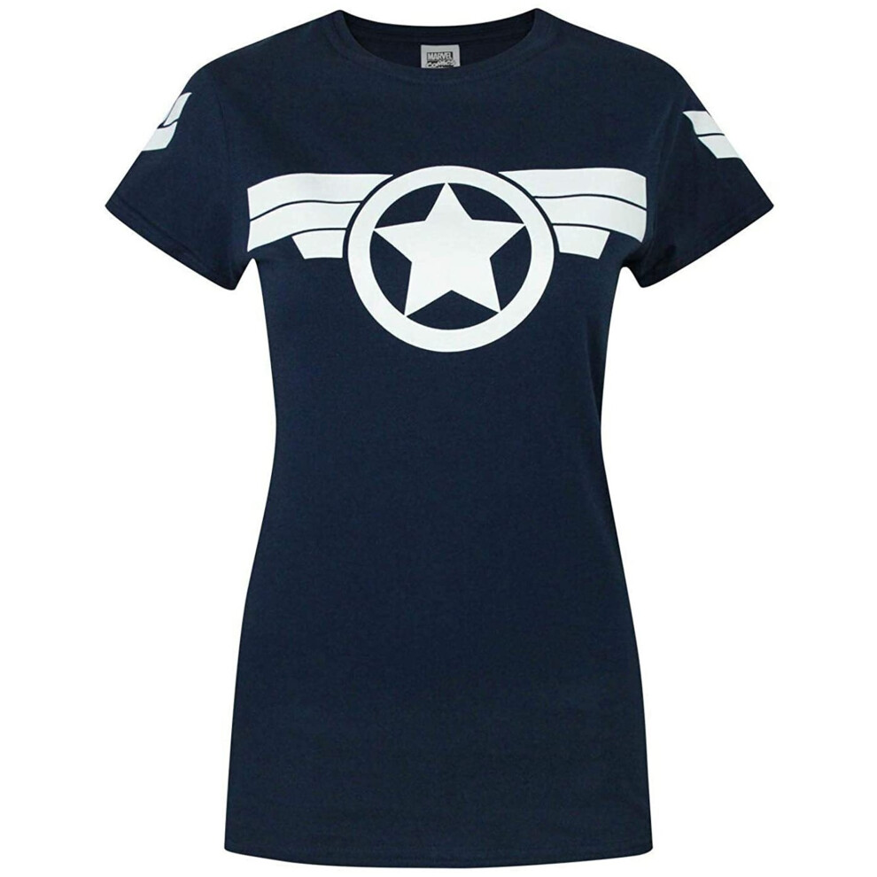 (XL, Navy) Captain America: Super Soldier Womens/Ladies Logo T-Shirt