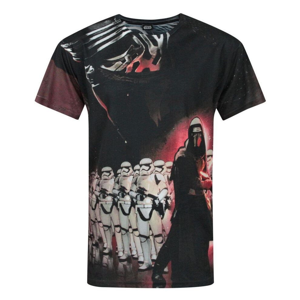 (L, Black) Star Wars Mens Force Awakens Kylo Ren Sublimation T-Shirt