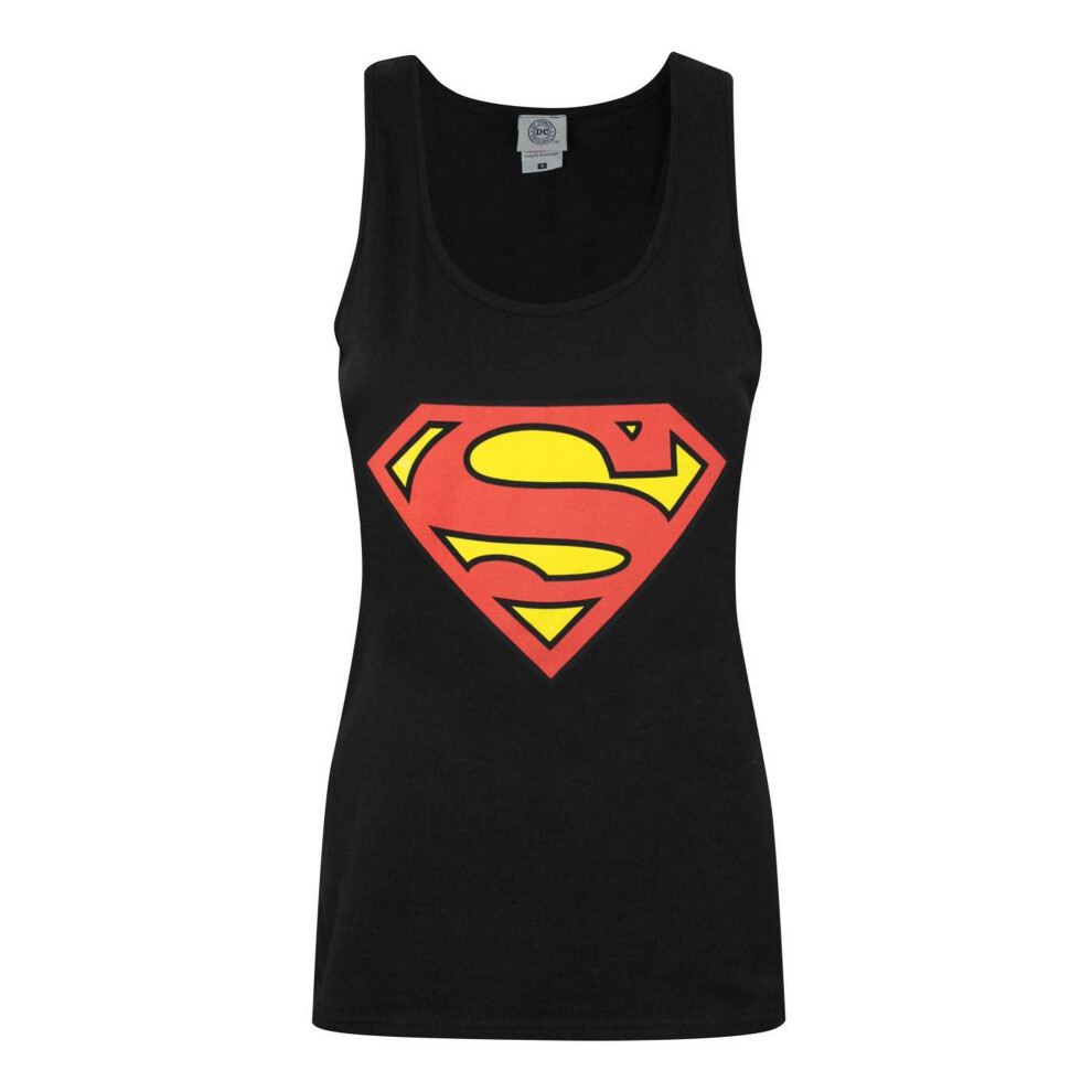 (L, Black) Superman Womens/Ladies Shield Logo Vest