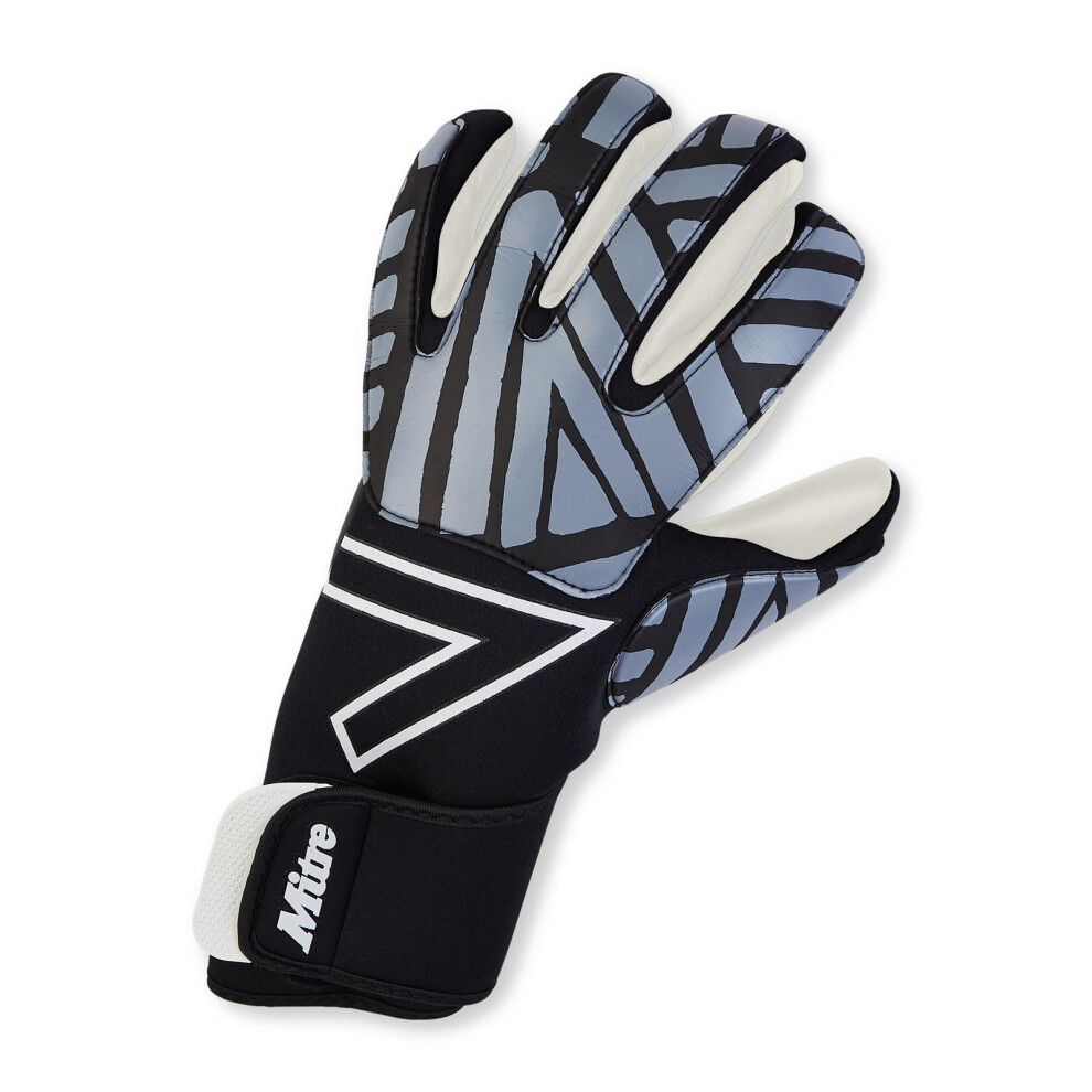 (7, Black/White) Mitre Unisex Adult Impel 2024 Goalkeeper Gloves