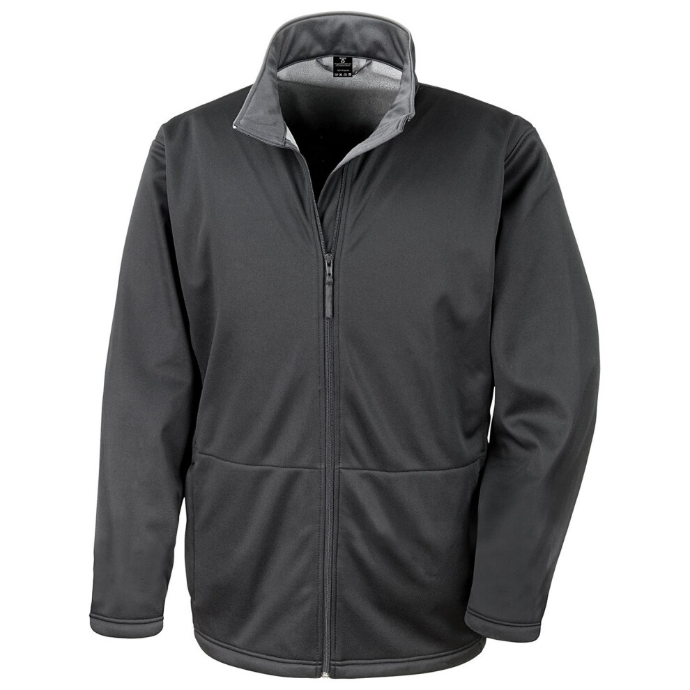 (S, Black) Result Core Mens Plain Soft Shell Jacket