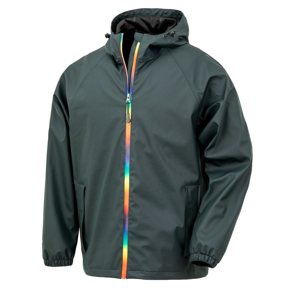 (L, Black Olive) Result Genuine Recycled Mens Prism PU Waterproof Jacket