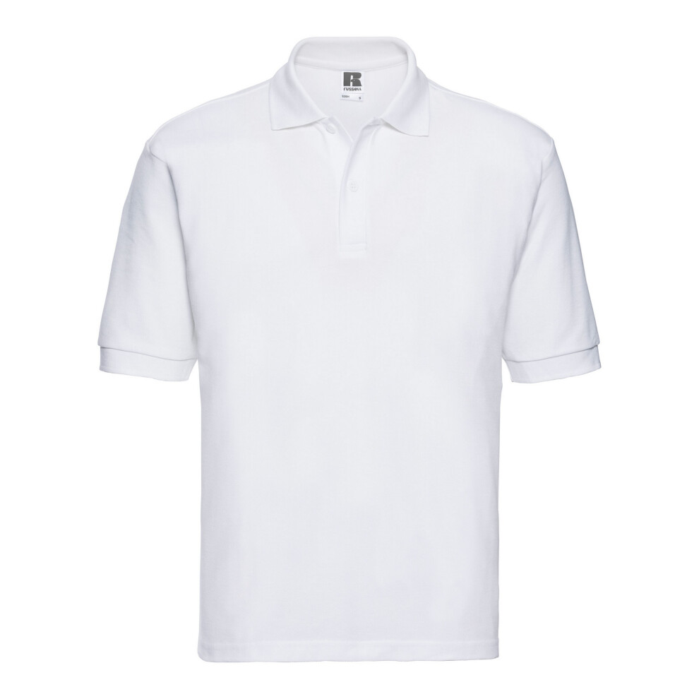 (3XL, White) Russell Mens Classic Polycotton Polo Shirt