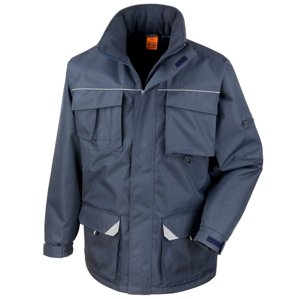 (L, Navy) WORK-GUARD by Result Mens Sabre Padded Long Coat