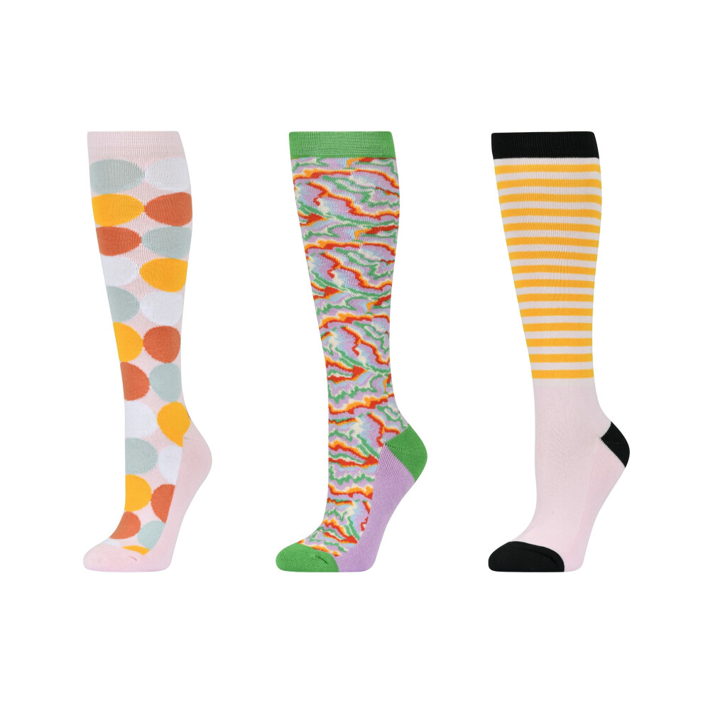 Pastello Stripe High Riding Socks (Pack Of 3)