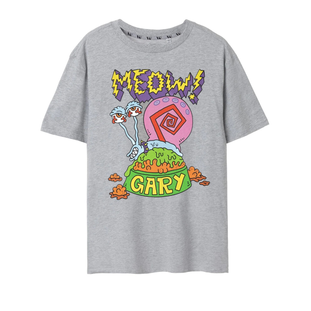 (3XL, Grey) SpongeBob SquarePants Mens Meow Gary Marl T-Shirt