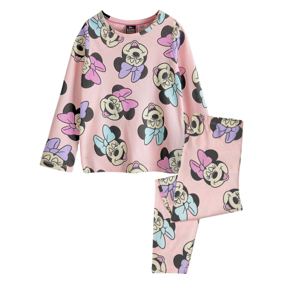 (7-8 Years, Pink) Disney Girls Minnie Mouse All-Over Print Long Pyjama Set