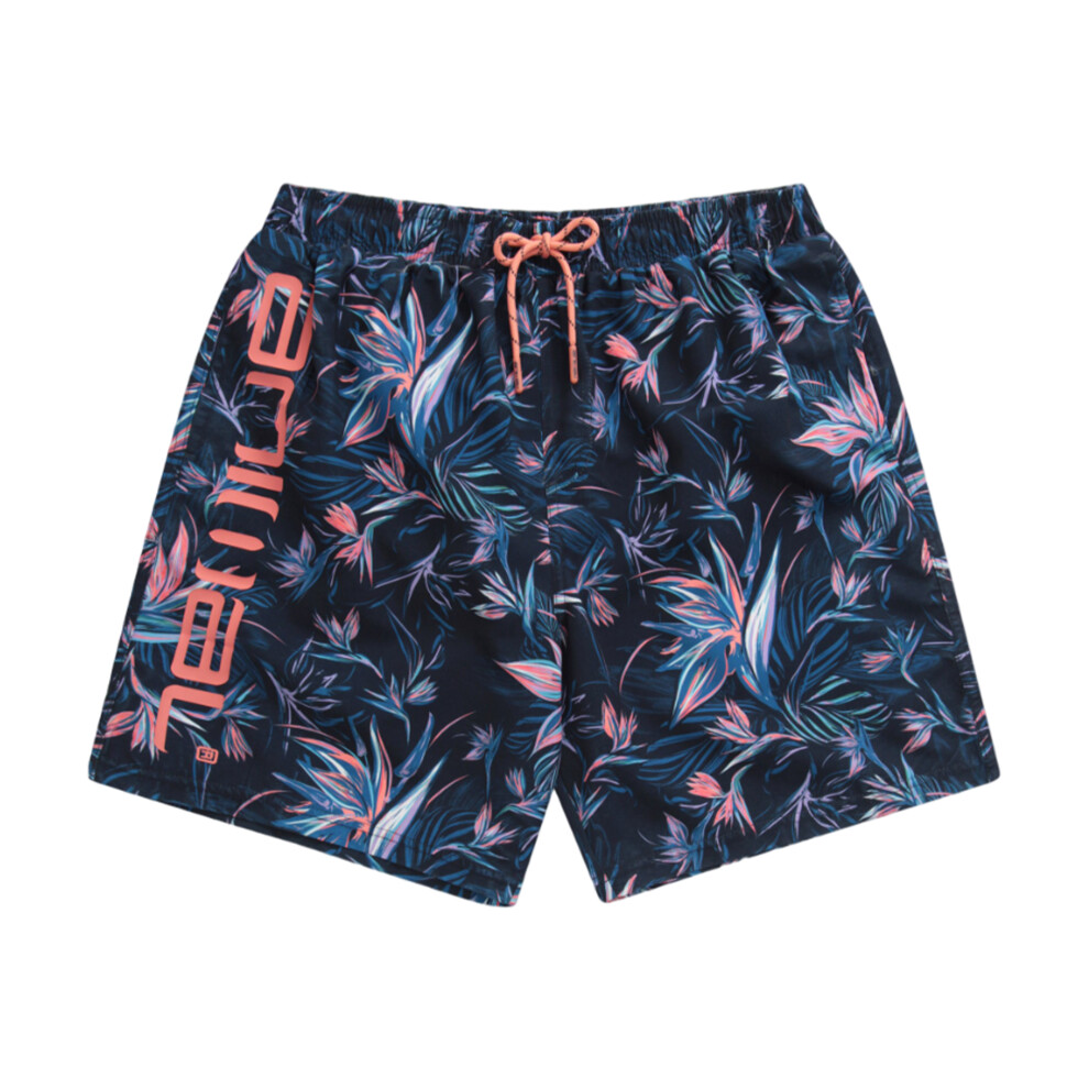 (XXL, Pink) Animal Mens Deep Dive Leaf Print Boardshorts