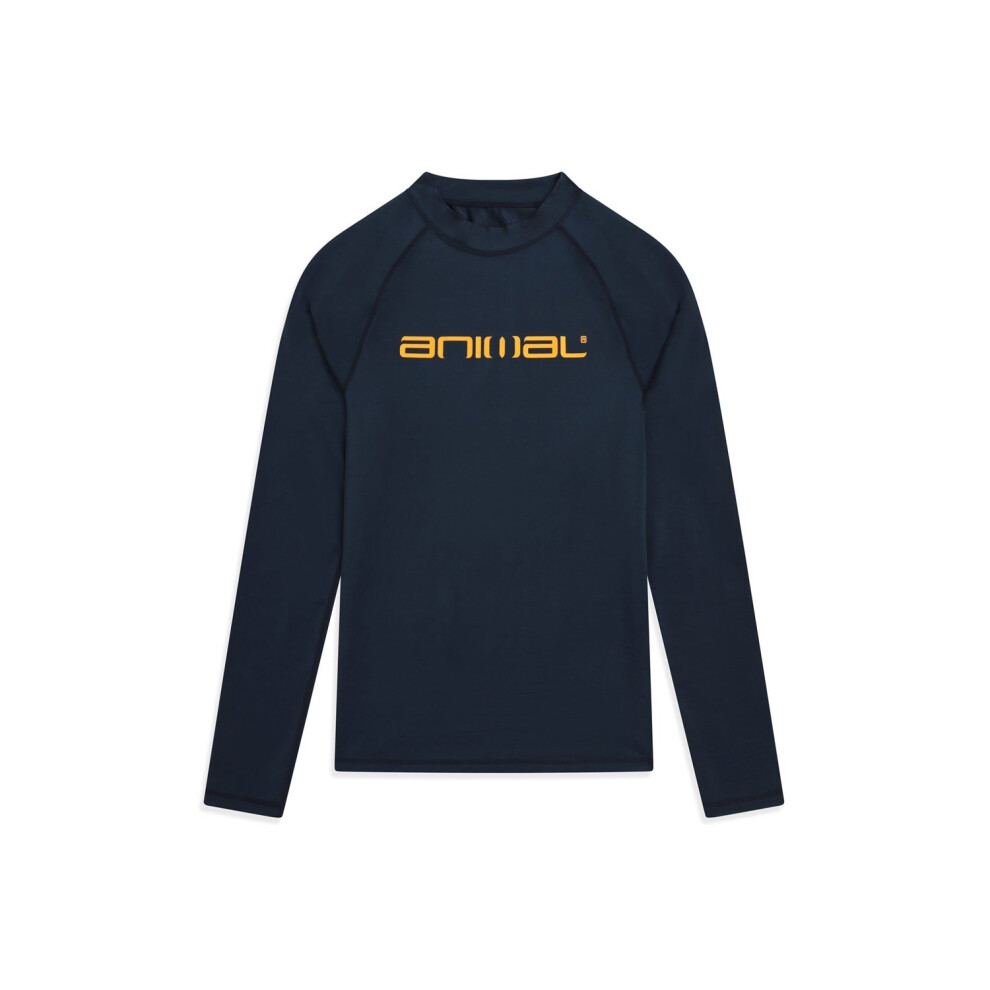 (M, Navy) Animal Mens Sonny Logo Rash Guard