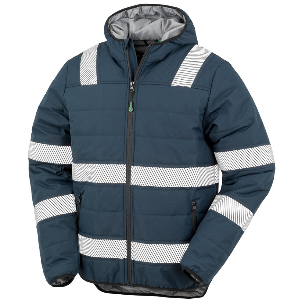 (M, Navy) Result Genuine Recycled Mens Ripstop Safety Padded Jacket