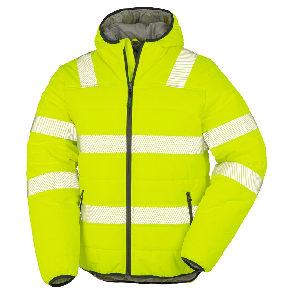 (XL, Fluorescent Yellow) Result Genuine Recycled Mens Ripstop Safety Padded Jacket