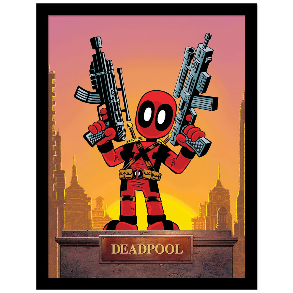 Deadpool Cartoon Framed Poster