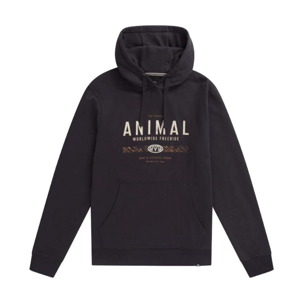 (XS, Charcoal) Animal Mens River Logo Organic Hoodie