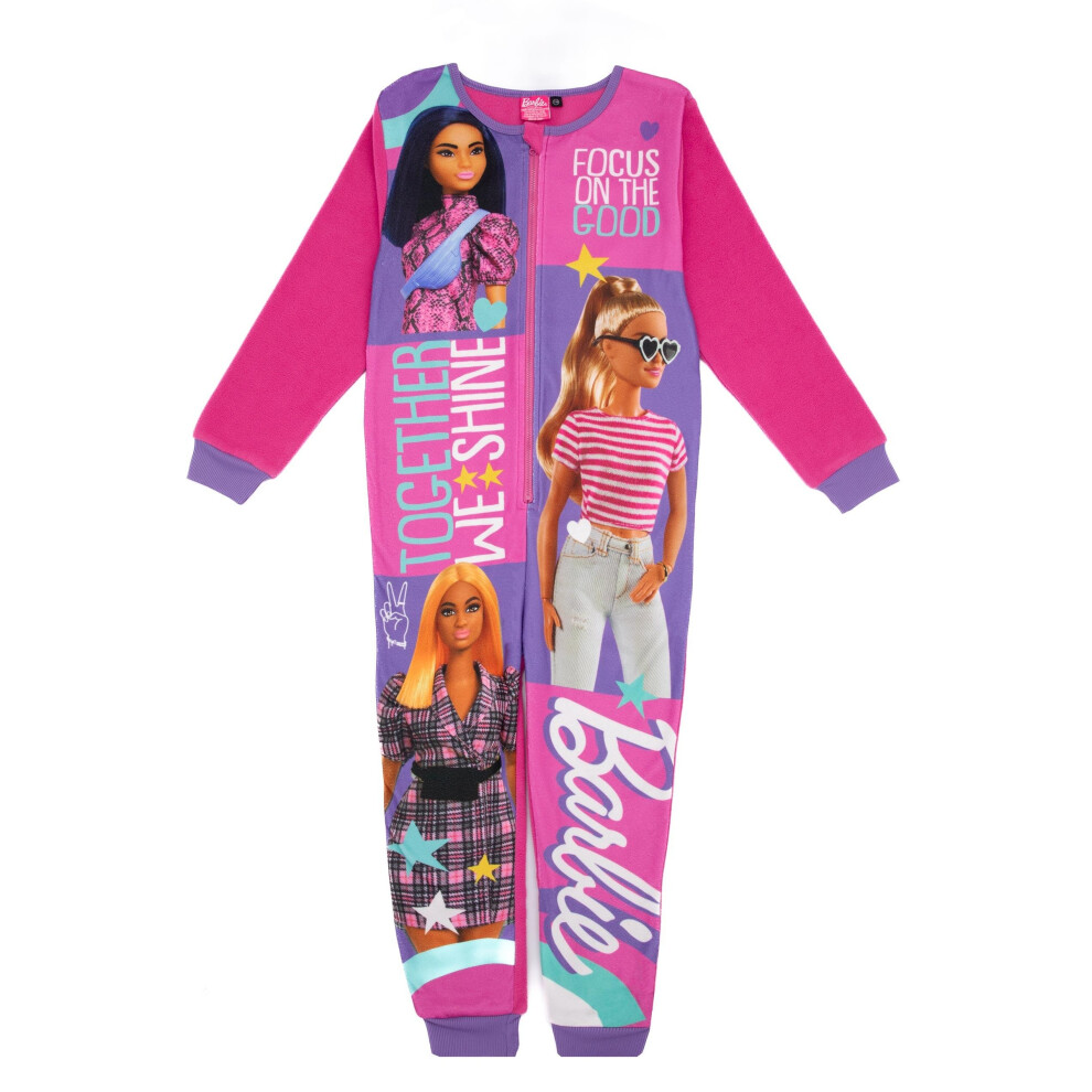 (9-10 Years, Pink) Barbie Girls Together We Smile All-In-One Nightwear