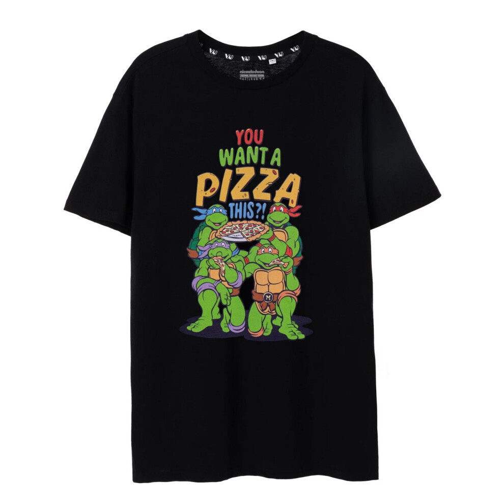 (M, Black) Teenage Mutant Ninja Turtles Mens You Want A Pizza This T-Shirt