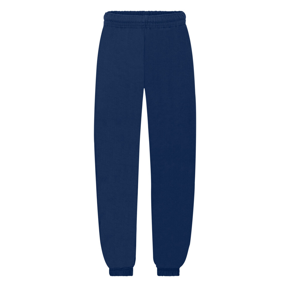 (14-15 Years, Navy) Fruit of the Loom Childrens/Kids Classic Plain Elasticated Cuff Jogging Bottoms