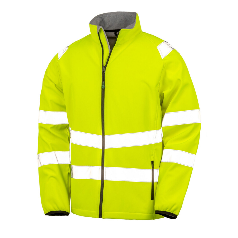 (S, Fluorescent Yellow) Result Unisex Adult Double Layered Recycled Soft Shell Jacket