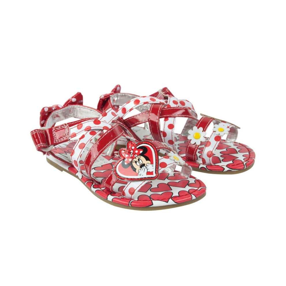 (7 UK Child, Red/White) Disney Girls Emilia Minnie Mouse Sandals