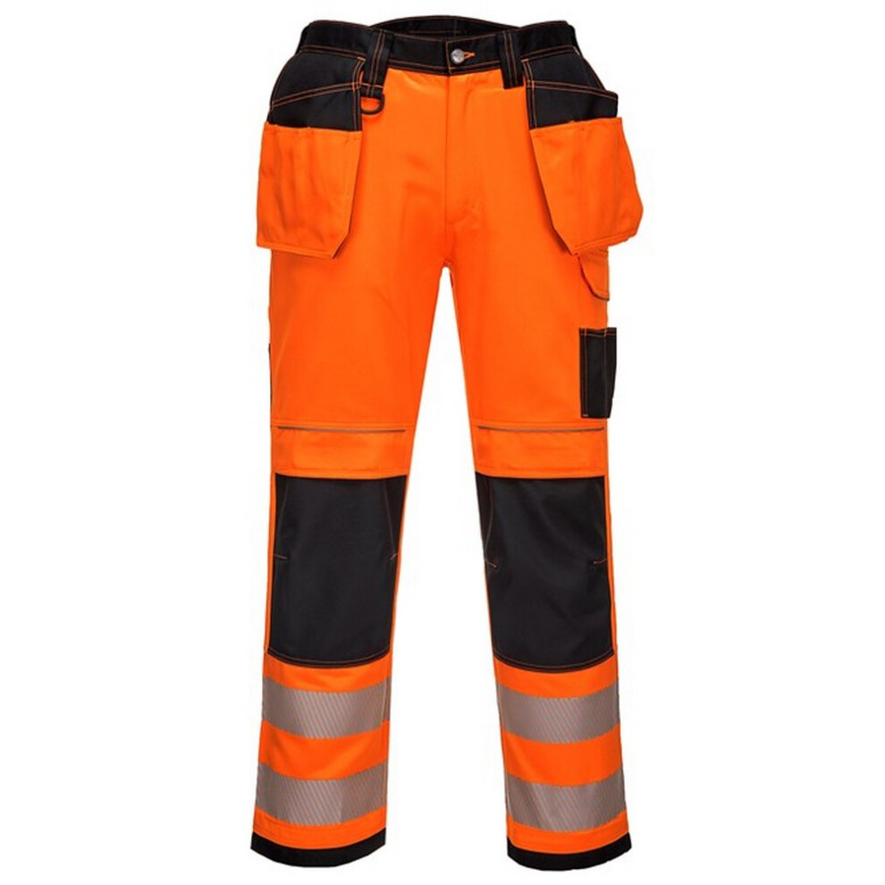 (38R, Orange/Black) Portwest Mens Hi-Vis Regular Rail Trousers