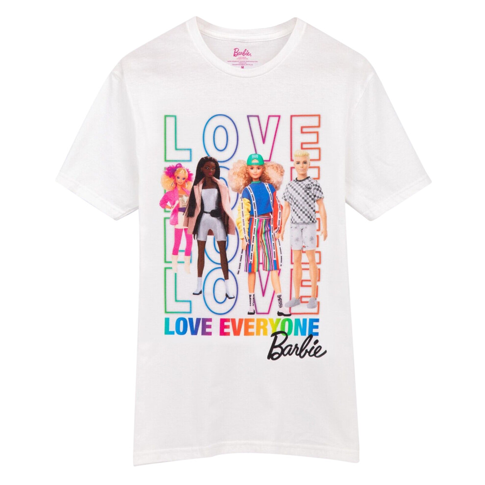 (16 UK, White) Barbie Womens/Ladies Love Everyone Pride T-Shirt