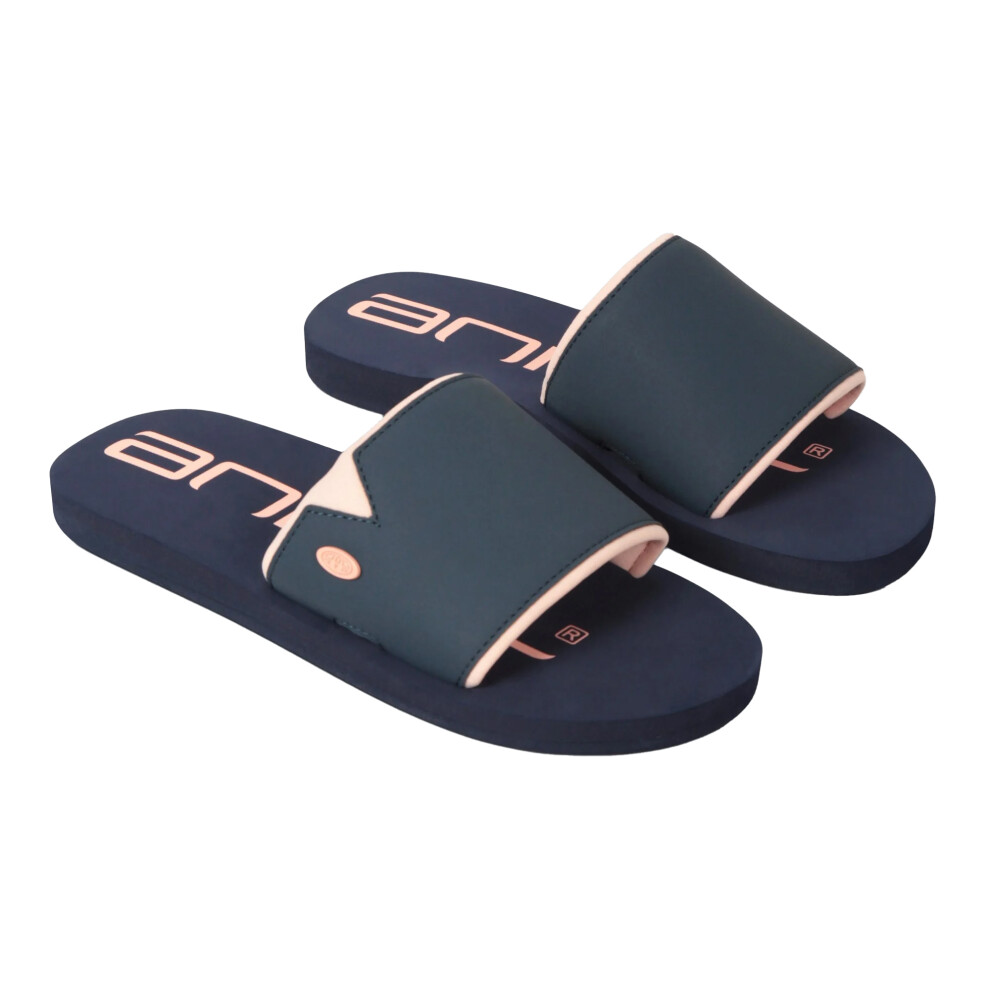 (5 UK, Navy) Animal Womens/Ladies Wave Recycled Sliders