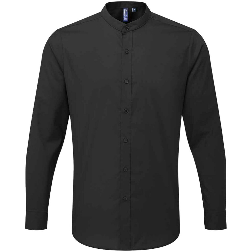 Premier Men's Black , ) Adults Unisex Long Sleeve Grandad Shirt Extra Large