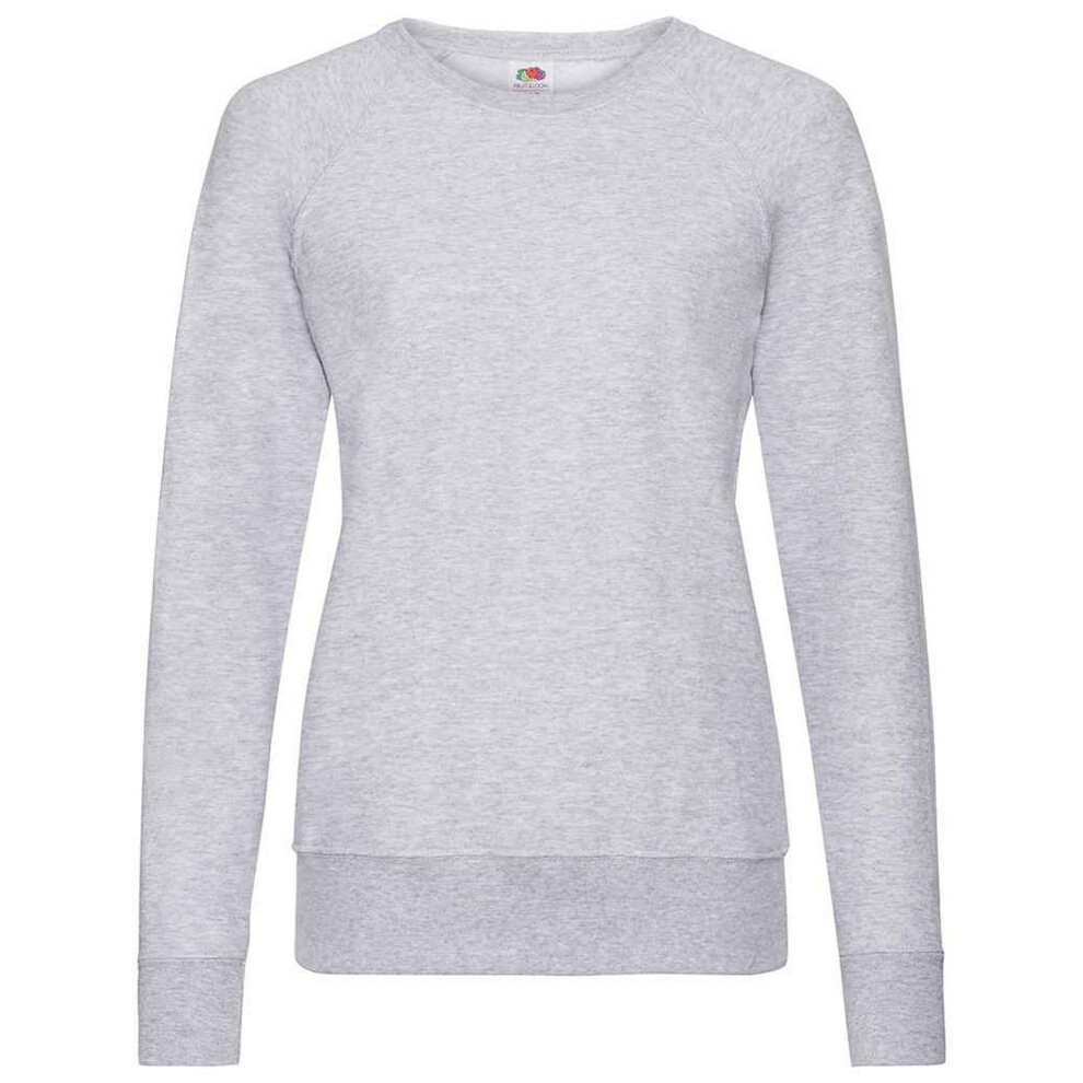 (18 UK, Heather Grey) Fruit of the Loom Womens/Ladies Lightweight Lady Fit Raglan Sweatshirt