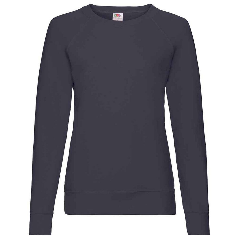 (10 UK, Deep Navy) Fruit of the Loom Womens/Ladies Lightweight Lady Fit Raglan Sweatshirt