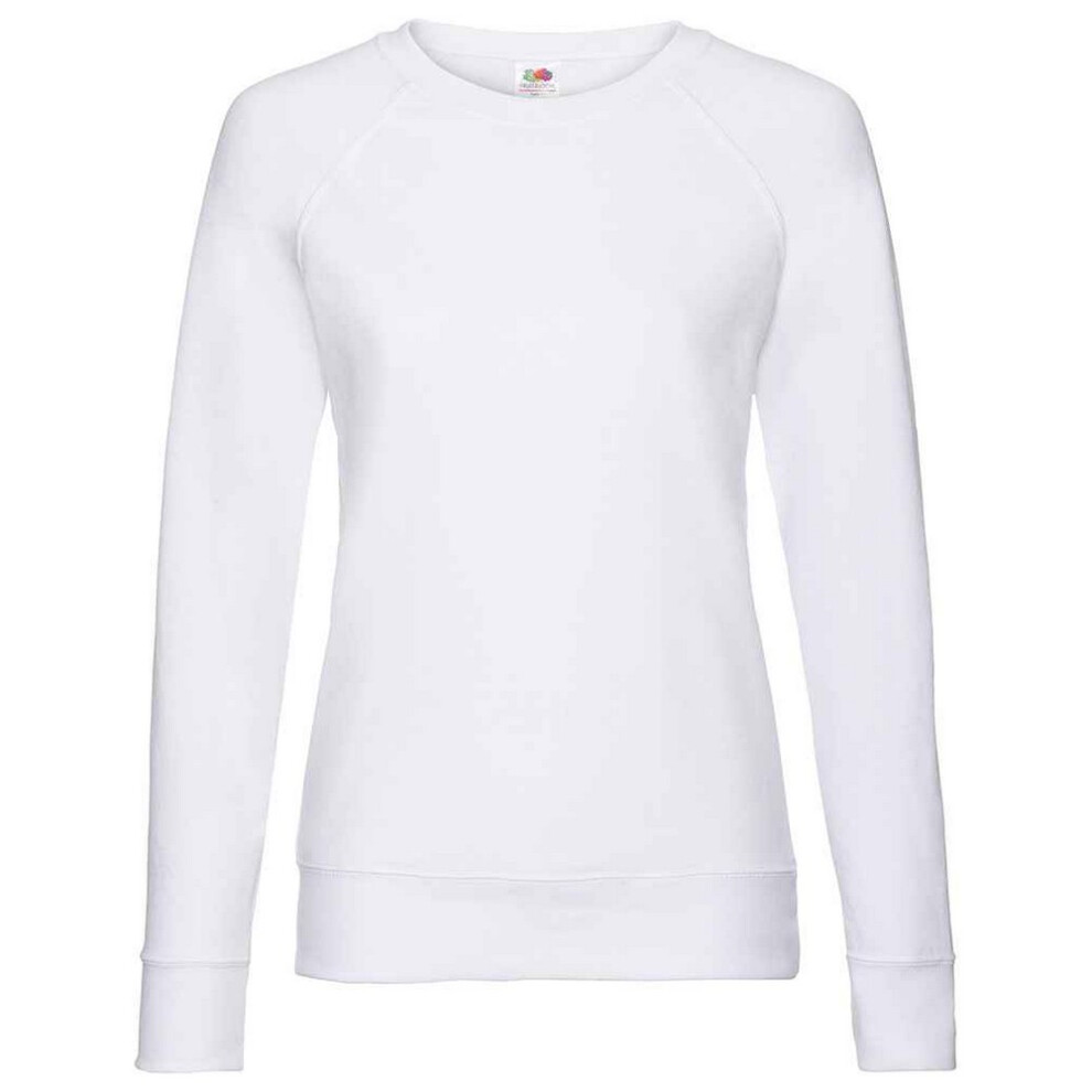 (18 UK, White) Fruit of the Loom Womens/Ladies Lightweight Lady Fit Raglan Sweatshirt