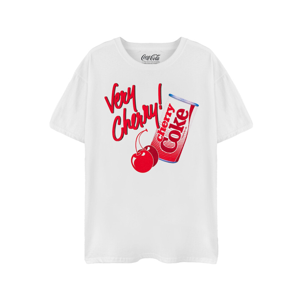 (L, White) Coca-Cola Womens/Ladies Very Cherry Cherry Coke T-Shirt