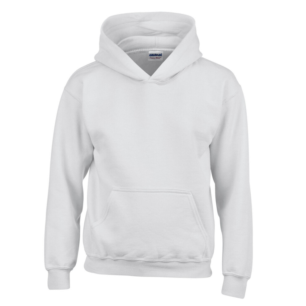 Gildan (7-8 Years, ) Childrens/Kids Plain Heavy Blend Hoodie Boys White