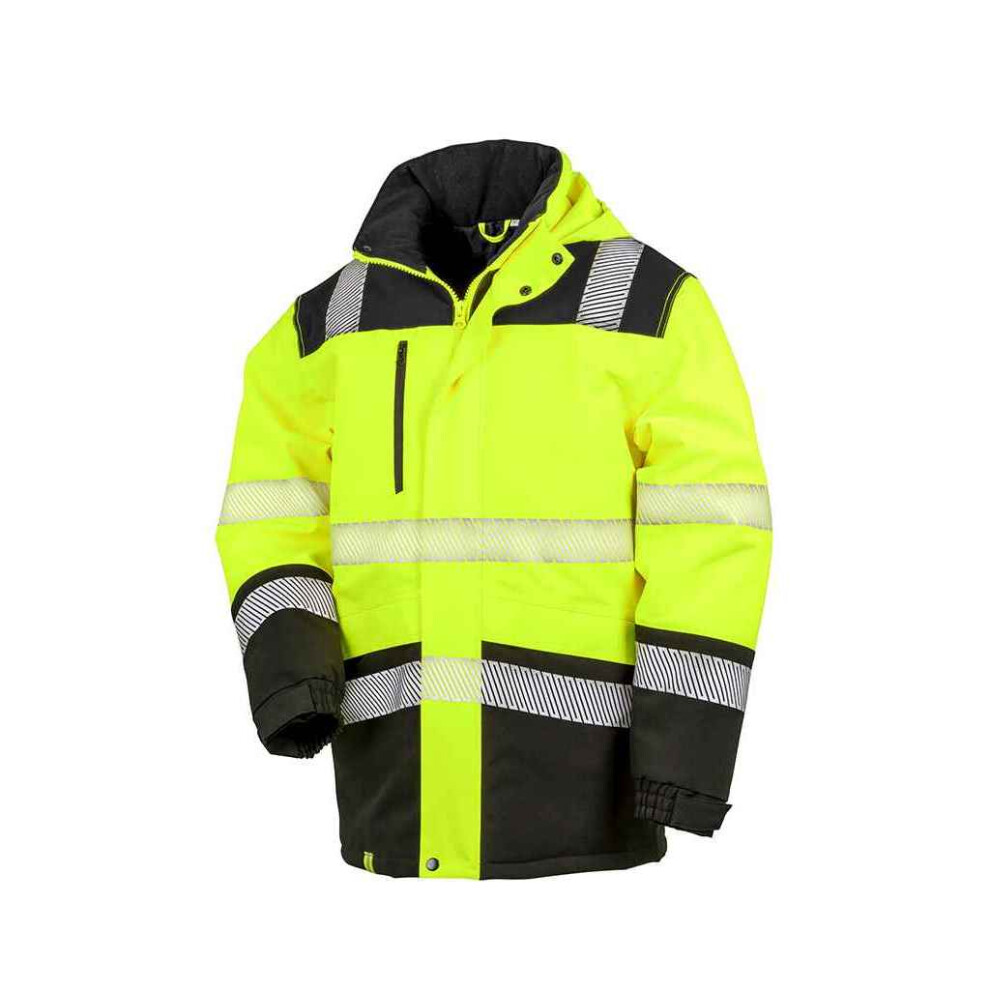 (S, Fluorescent Yellow/Black) SAFE-GUARD by Result Unisex Adult Extreme Tech Printable Safety Soft Shell Jacket