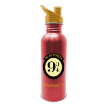 Harry Potter Platform 9 3/4 Metal Water Bottle - 500ml, Vacuum Insulated, Double Wall, Hogwarts Crest, Push-Pull Spout, Screw Top Lid, Carry Handle