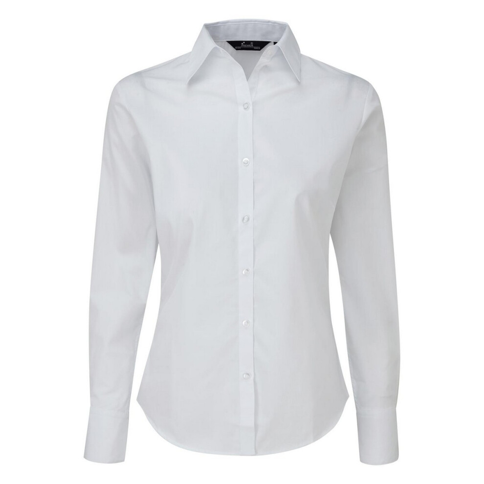 (6 UK, White) Premier Womens/Ladies Poplin Long-Sleeved Blouse