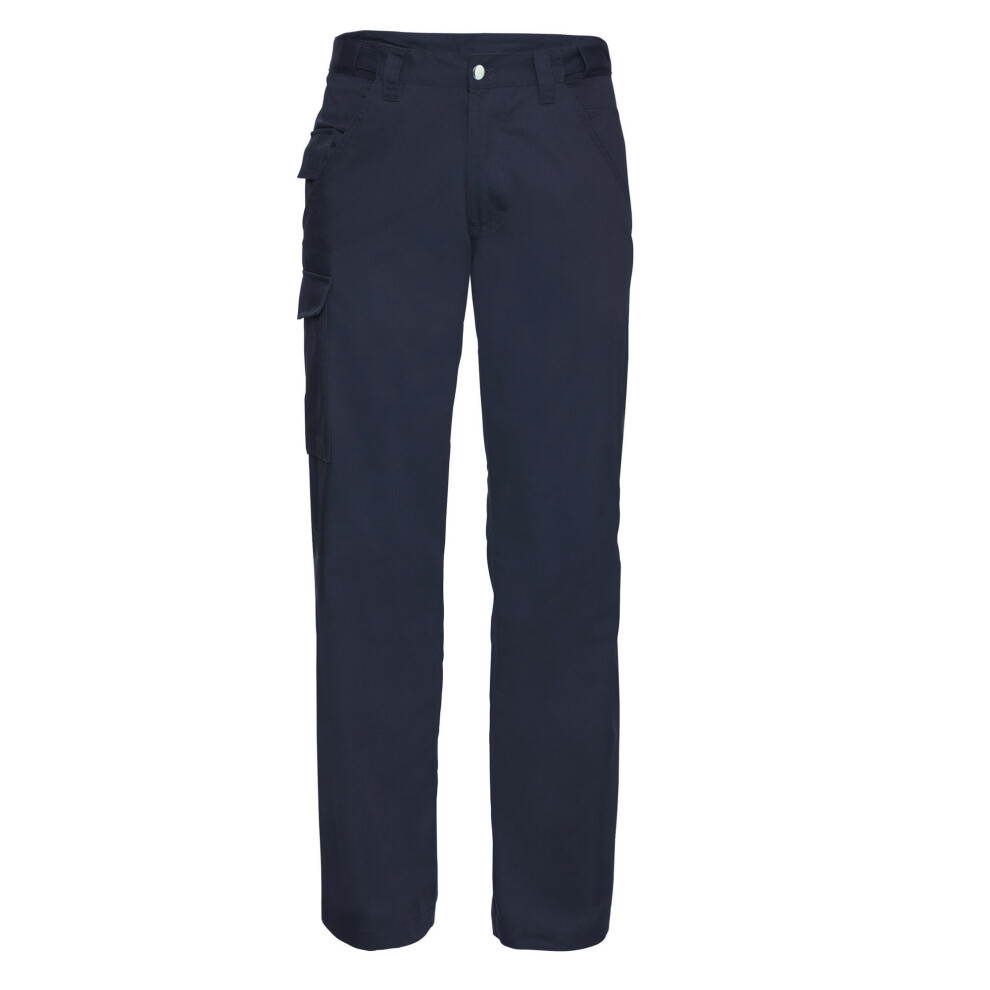 (44L, French Navy) Russell Mens Polycotton Work Trousers