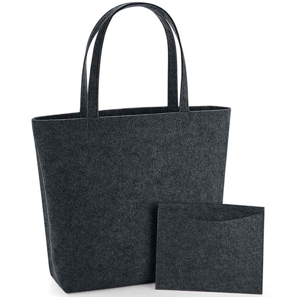 (One Size, Charcoal Melange) Bagbase Felt Shopper