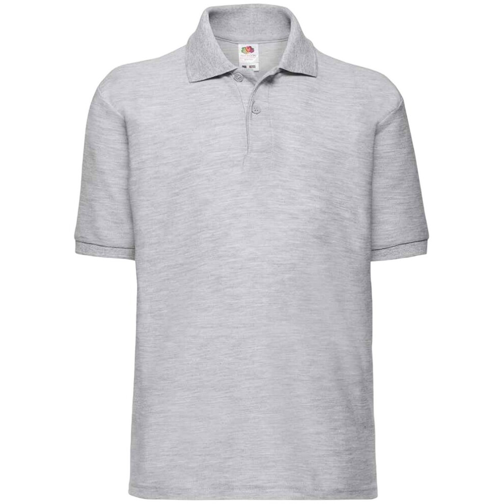 (14-15 Years, Heather Grey) Fruit Of The Loom Childrens/Kids Poly/Cotton Pique Polo Shirt