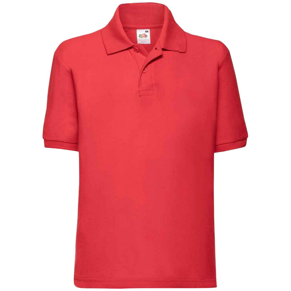 (14-15 Years, Red) Fruit Of The Loom Childrens/Kids Poly/Cotton Pique Polo Shirt