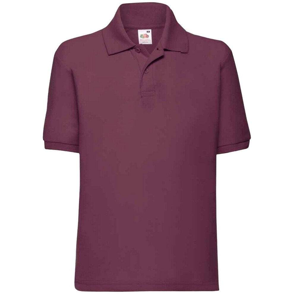 (14-15 Years, Burgundy) Fruit Of The Loom Childrens/Kids Poly/Cotton Pique Polo Shirt