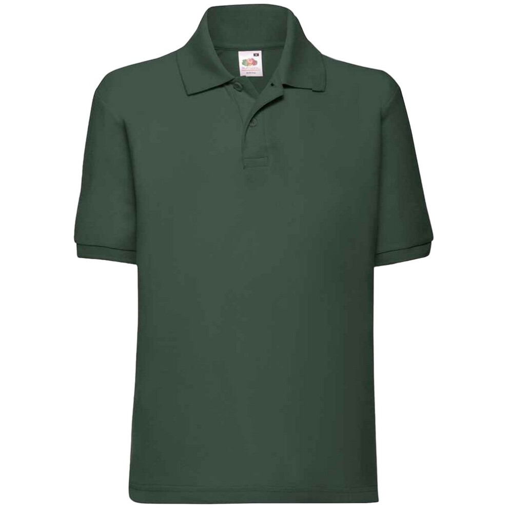 (9-11 Years, Bottle Green) Fruit Of The Loom Childrens/Kids Poly/Cotton Pique Polo Shirt