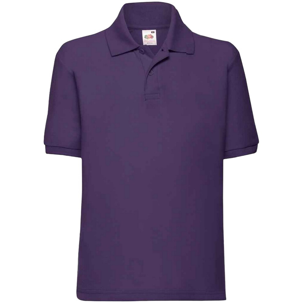 (14-15 Years, Purple) Fruit Of The Loom Childrens/Kids Poly/Cotton Pique Polo Shirt