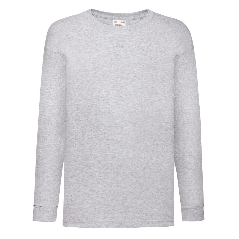 (5-6 Years, Grey) Fruit of the Loom Childrens/Kids Value Heather Long-Sleeved T-Shirt